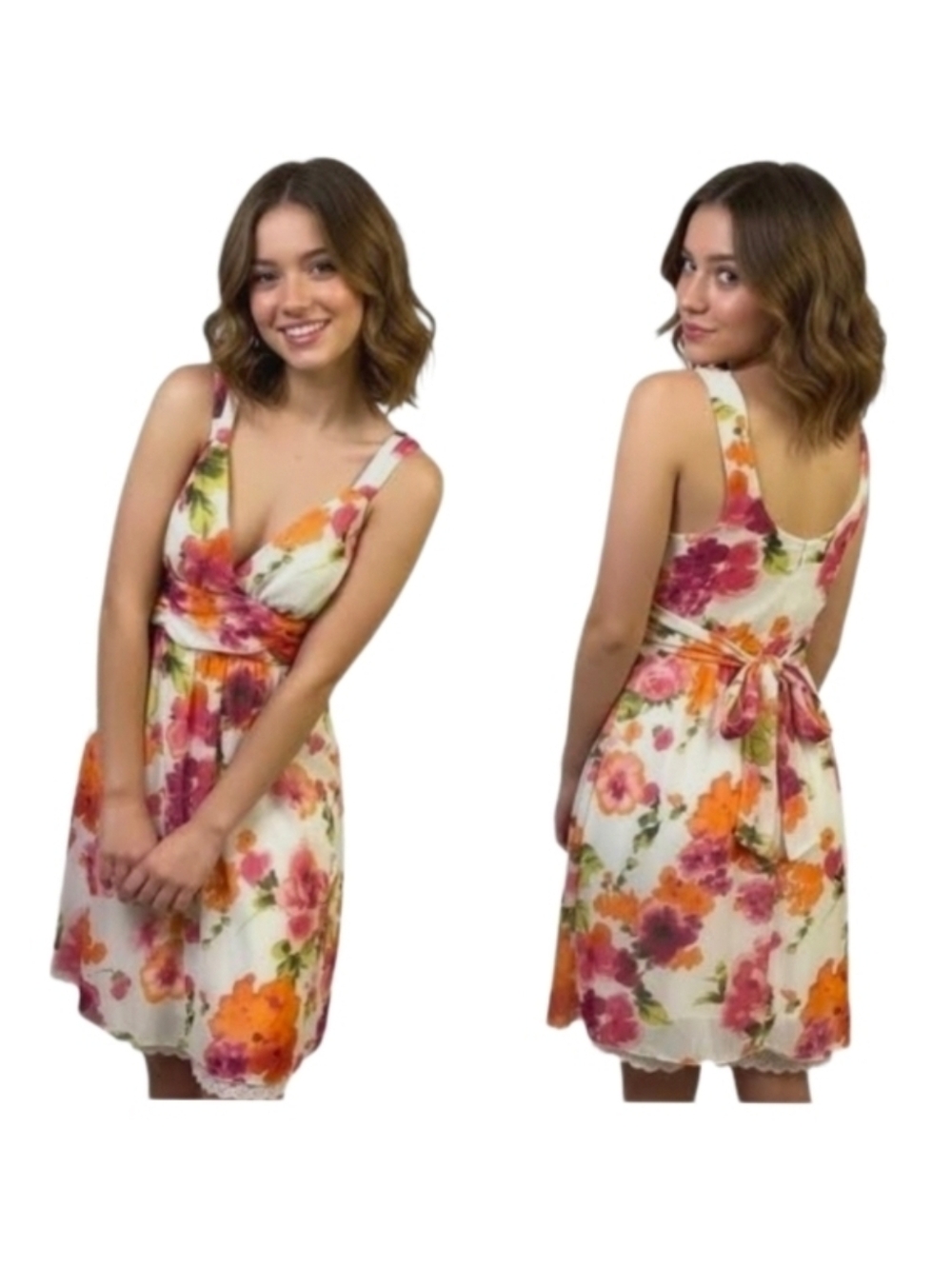 Speechless Dress Floral Sleeveless A-Line Sash Tie Back Pink Size 7